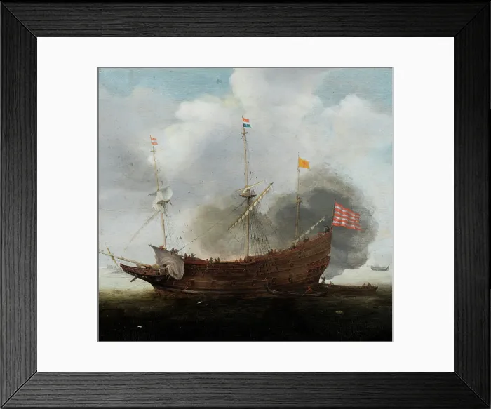 Framed Print : An Anchored Man-of-War, c1619-1625. Creator: Unknown Framed Print : An Anchored Man-of-War, c1619-1625. Creator: Unknown