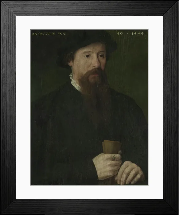 Framed Print : Portrait of a man holding his gloves, 1544. Creator: Unknown Framed Print : Portrait of a man holding his gloves, 1544. Creator: Unknown