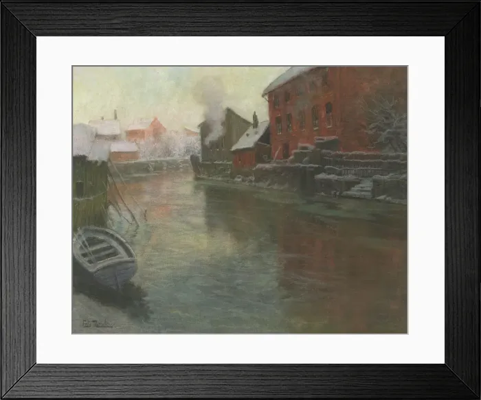 Framed Print : Winter at Akerselva, c1897. Creator: Frits Thaulow Framed Print : Winter at Akerselva, c1897. Creator: Frits Thaulow