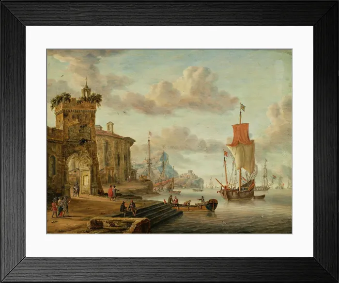 Framed Print : Mediterranean Harbour View, 1674. Creator: Jacobus Storck Framed Print : Mediterranean Harbour View, 1674. Creator: Jacobus Storck