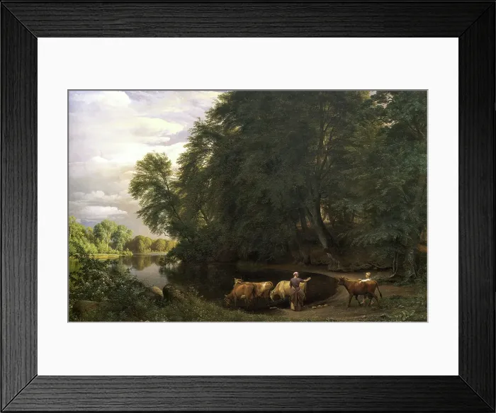 Framed Print : Summer afternoon by a lake, 1859. Creator: Peter Christian Thamsen Skovgaard Framed Print : Summer afternoon by a lake, 1859. Creator: Peter Christian Thamsen Skovgaard