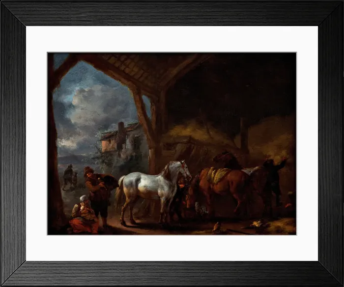 Framed Print : Stable Interior with Horses, 1650-1655. Creator: Philip Wouverman Framed Print : Stable Interior with Horses, 1650-1655. Creator: Philip Wouverman