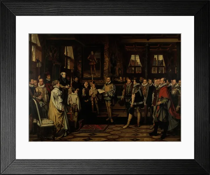 Framed Print : Margaret of Parma Recieves the Petittion of the Nobility, 1872. Creator: Franz Vinck Framed Print : Margaret of Parma Recieves the Petittion of the Nobility, 1872. Creator: Franz Vinck