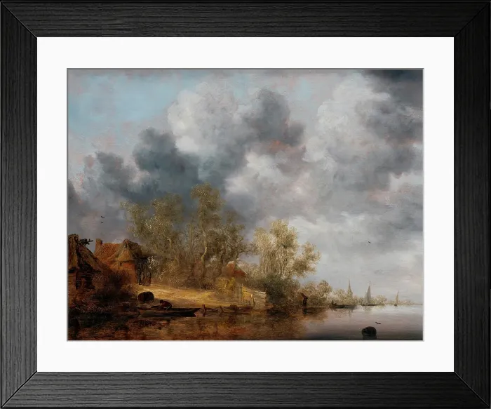 Framed Print : A Dutch Riverbank, 1630-1635. Creator: Salomon Ruysdael Framed Print : A Dutch Riverbank, 1630-1635. Creator: Salomon Ruysdael