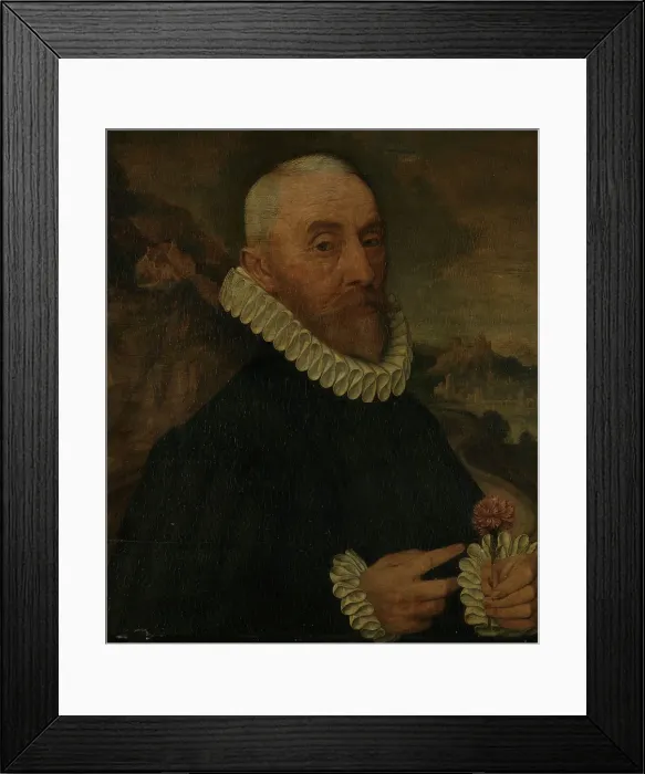Framed Print : Man with a Carnation, 1570. Creator: Adriaen van Cronenburgh Framed Print : Man with a Carnation, 1570. Creator: Adriaen van Cronenburgh