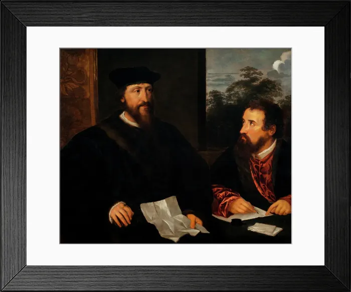 Framed Print : Copy after Tizian: Double Portrait of Georges d'Armagnac, Bishop of Rodez, French... after 1540. Creator: Unknown Framed Print : Copy after Tizian: Double Portrait of Georges d'Armagnac, Bishop of Rodez, French... after 1540. Creator: Unknown
