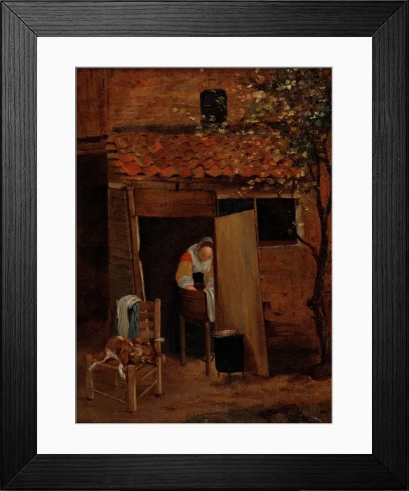 Framed Print : Woman washing clothes in a courtyard, after 1653. Creator: Johannes Gerritsz van Cuylenburch Framed Print : Woman washing clothes in a courtyard, after 1653. Creator: Johannes Gerritsz van Cuylenburch