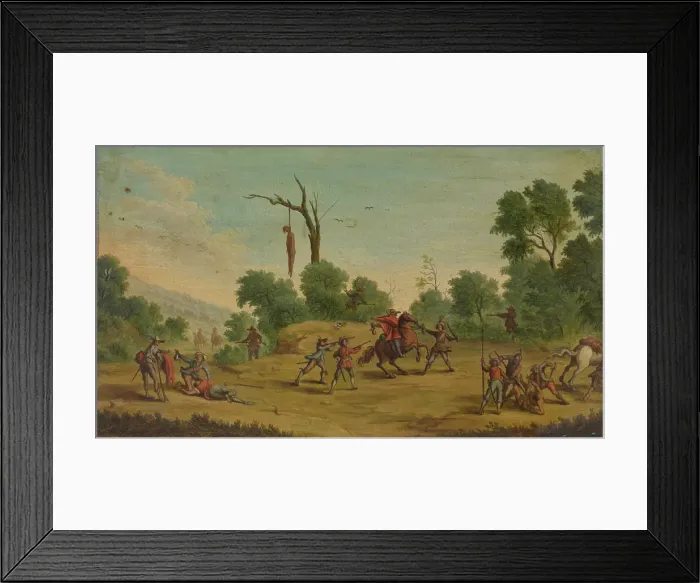 Framed Print : Horsemen Attacked by Robbers. Creator: Jacques Callot Framed Print : Horsemen Attacked by Robbers. Creator: Jacques Callot