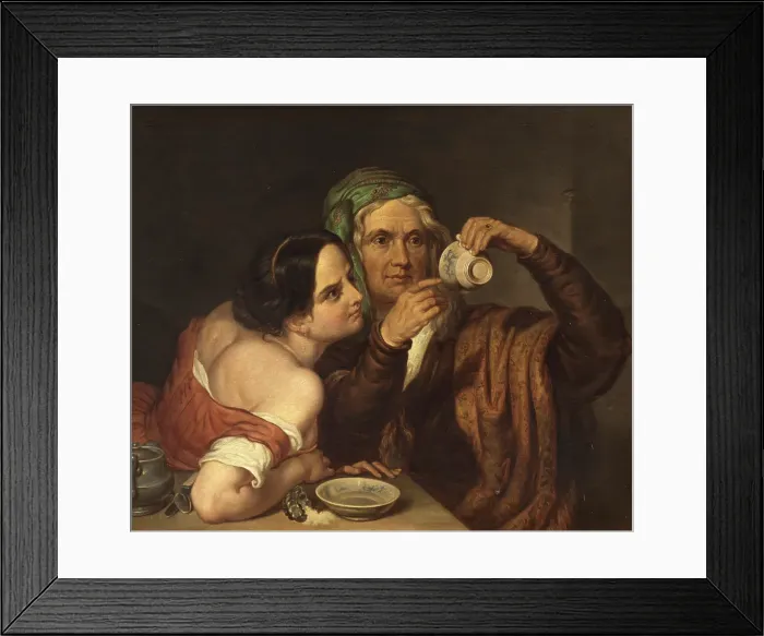 Framed Print : Two women with a cup, c18th century. Creator: Unknown Framed Print : Two women with a cup, c18th century. Creator: Unknown