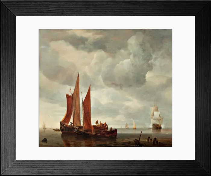 Framed Print : Calm Sea with Ships, 17th century?. Creator: Unknown Framed Print : Calm Sea with Ships, 17th century?. Creator: Unknown