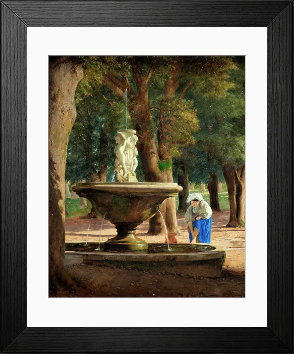 Framed Print : Scene from the Garden of Villa Borghese in Rome, c1839. Creator: Jorgen Pedersen Roed