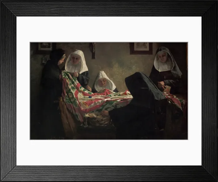 Framed Print : Mending of the Edegem Flag, 1902. Creator: Georges Nauwelaerts Framed Print : Mending of the Edegem Flag, 1902. Creator: Georges Nauwelaerts