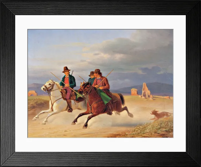 Framed Print : Three riding campagnols, 1872. Creator: Jorgen Sonne Framed Print : Three riding campagnols, 1872. Creator: Jorgen Sonne