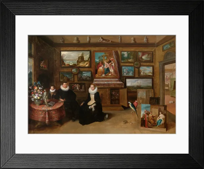 Framed Print : Portrait of a Family in a Collector's Cabinet, 1628-1629. Creator: Frans Francken II Framed Print : Portrait of a Family in a Collector's Cabinet, 1628-1629. Creator: Frans Francken II
