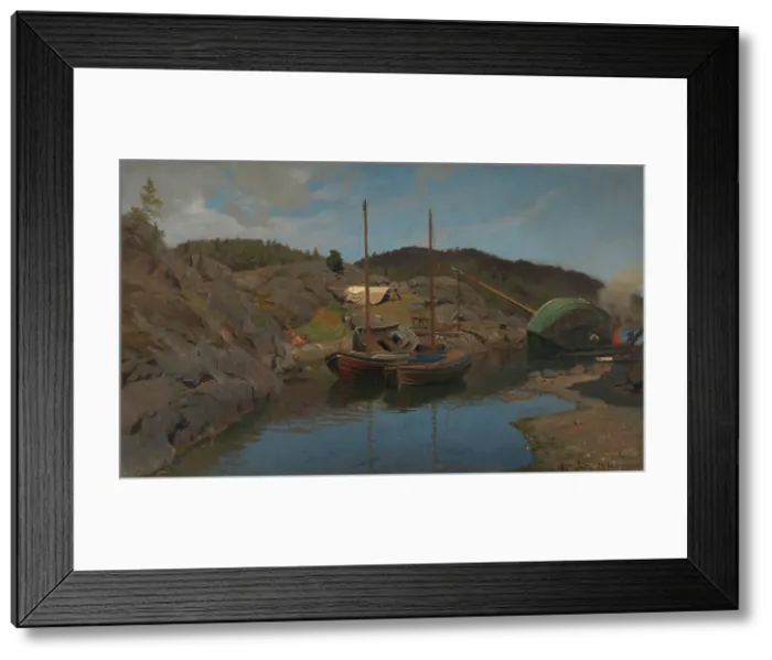 Framed Print : Pilot Boats, 1875. Creator: Hans Gude Framed Print : Pilot Boats, 1875. Creator: Hans Gude