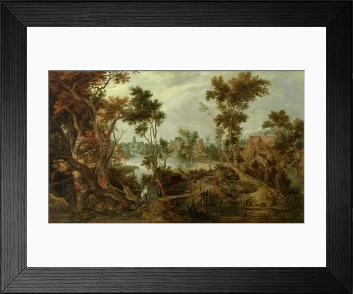 Framed Print : Landscape with Elias and the Widow of Sarefat, 1613. Creator: Gillis Claesz. de Hondecoeter Framed Print : Landscape with Elias and the Widow of Sarefat, 1613. Creator: Gillis Claesz. de Hondecoeter