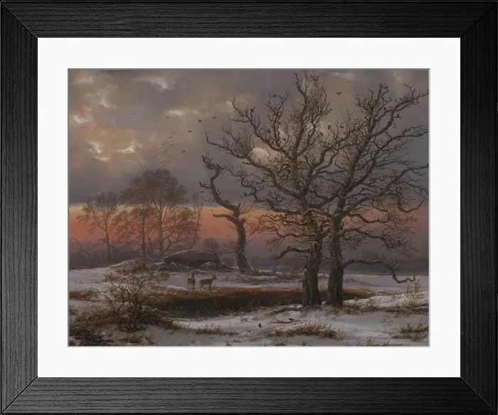 Framed Print : Danish Winter Landscape with Dolmen, 1838. Creator: Johan Christian Dahl Framed Print : Danish Winter Landscape with Dolmen, 1838. Creator: Johan Christian Dahl