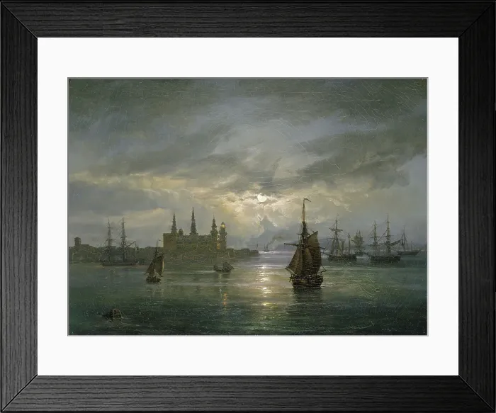 Framed Print : Kronborg Castle in Moonlight, probably 1849. Creator: Johan Christian Dahl Framed Print : Kronborg Castle in Moonlight, probably 1849. Creator: Johan Christian Dahl