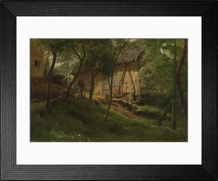 Framed Print : German Farm, 1859. Creator: Hans Gude Framed Print : German Farm, 1859. Creator: Hans Gude