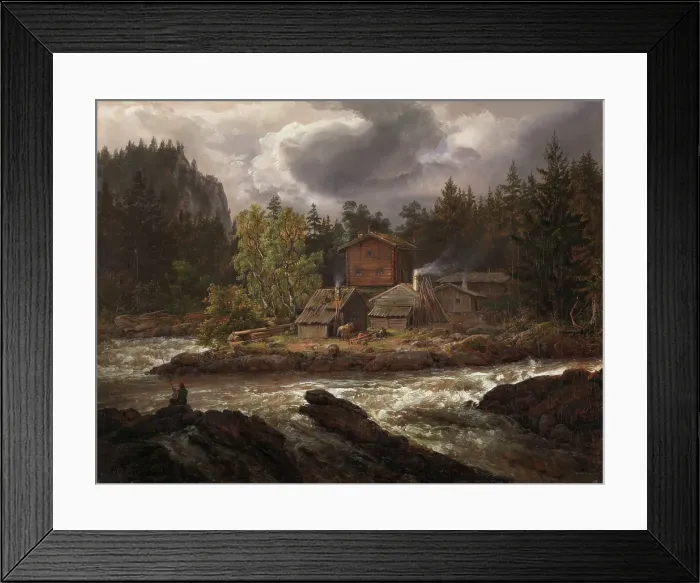 Framed Print : View of Honefossen, 1847. Creator: Johan Christian Dahl Framed Print : View of Honefossen, 1847. Creator: Johan Christian Dahl