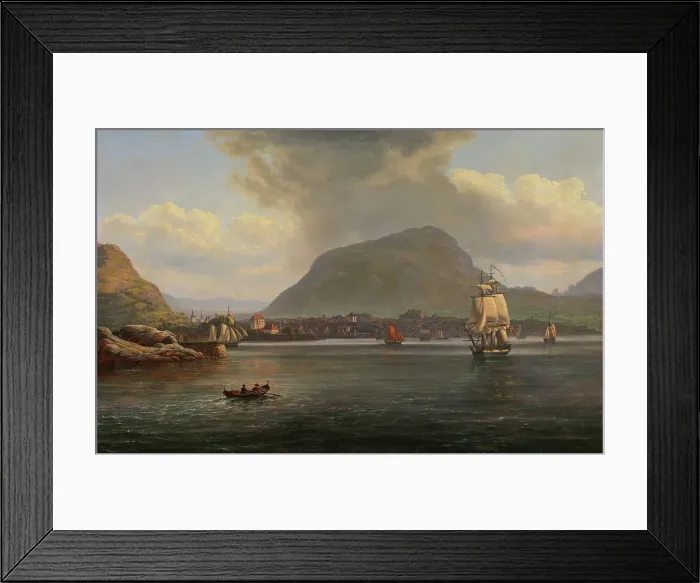 Framed Print : Bergen seen from the northern Inlet, 1836. Creator: Johan Christian Dahl Framed Print : Bergen seen from the northern Inlet, 1836. Creator: Johan Christian Dahl