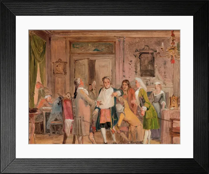 Framed Print : Vielgeschrey's hardships, scene from L. Holberg's Den stundeslose, Act 1, Scene 6, before 1850. Creator: Wilhelm Marstrand Framed Print : Vielgeschrey's hardships, scene from L. Holberg's Den stundeslose, Act 1, Scene 6, before 1850. Creator: Wilhelm Marstrand
