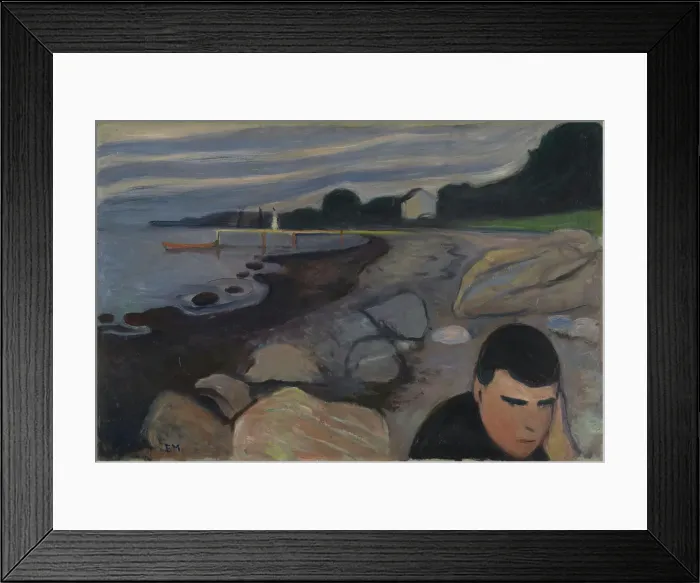 Framed Print : Melancholy, probably 1892. Creator: Edvard Munch Framed Print : Melancholy, probably 1892. Creator: Edvard Munch