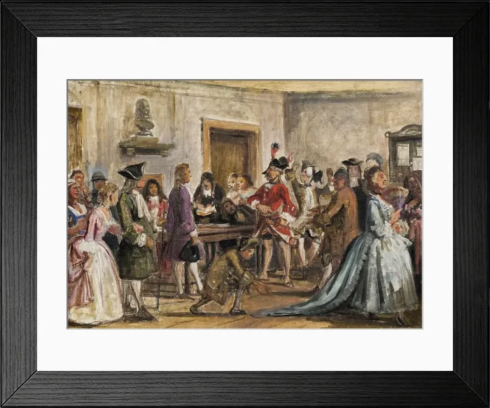Framed Print : Philemon and his prosecutors. Scene from Det lykkelige skibbrud by Holberg, Act 5, Scene 9... c1859 Creator: Wilhelm Marstrand Framed Print : Philemon and his prosecutors. Scene from Det lykkelige skibbrud by Holberg, Act 5, Scene 9... c1859 Creator: Wilhelm Marstrand