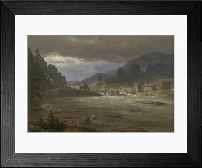 Framed Print : Hellefossen near Hokksund, 1847. Creator: Johan Christian Dahl Framed Print : Hellefossen near Hokksund, 1847. Creator: Johan Christian Dahl