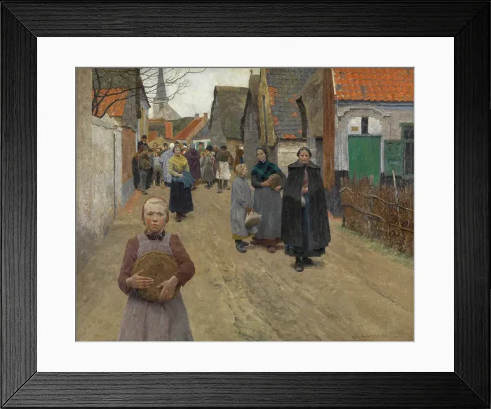 Framed Print : The Distribution of Bread in the Village, 1892. Creator: Frans van Leemputten Framed Print : The Distribution of Bread in the Village, 1892. Creator: Frans van Leemputten