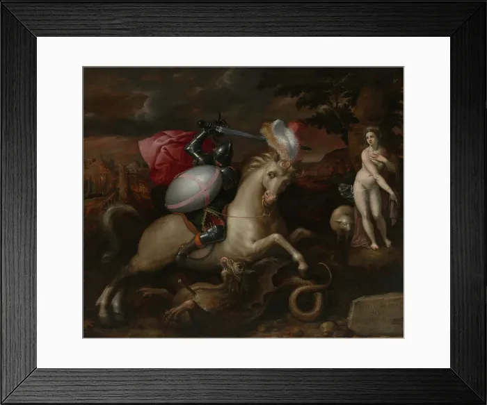 Framed Print : Saint George Defeating the Dragon, 1581. Creator: Gillis Coignet I Framed Print : Saint George Defeating the Dragon, 1581. Creator: Gillis Coignet I