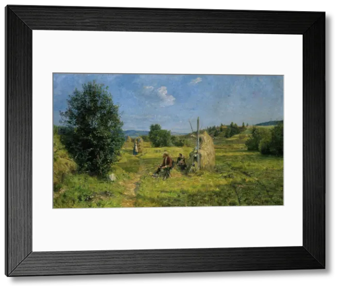 Framed Print : Haymaking, Vik at Stange, 1884. Creator: Gerhard Munthe Framed Print : Haymaking, Vik at Stange, 1884. Creator: Gerhard Munthe
