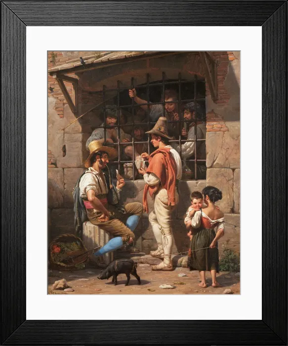 Framed Print : Prison Scene in Rome, 1837. Creator: Wilhelm Marstrand Framed Print : Prison Scene in Rome, 1837. Creator: Wilhelm Marstrand