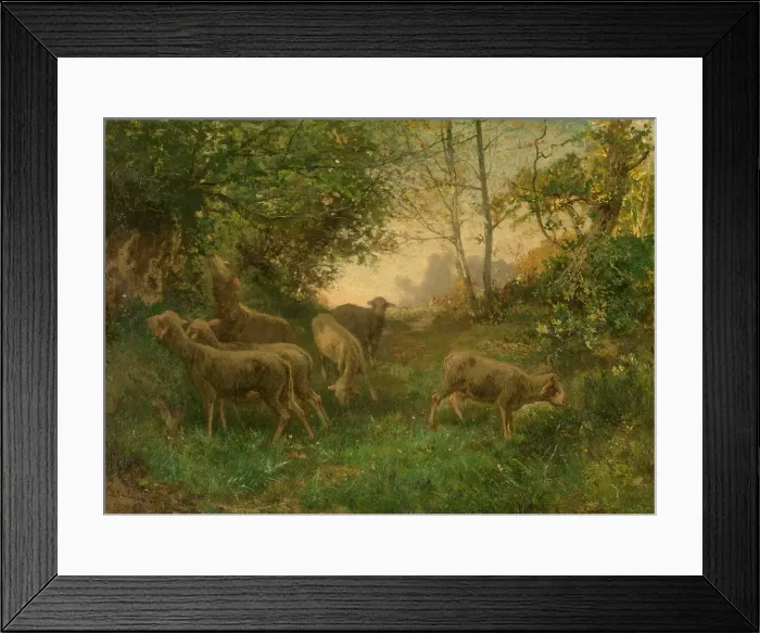 Framed Print : Sheep on the Fringe of the Wood, 1864. Creator: Hippolyte Boulenger Framed Print : Sheep on the Fringe of the Wood, 1864. Creator: Hippolyte Boulenger