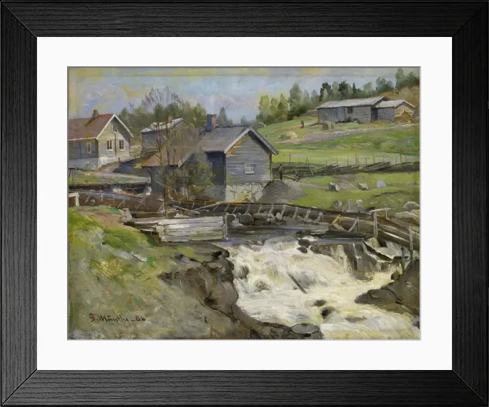 Framed Print : Waterfall at Stange in Hedmark, 1886. Creator: Gerhard Munthe Framed Print : Waterfall at Stange in Hedmark, 1886. Creator: Gerhard Munthe