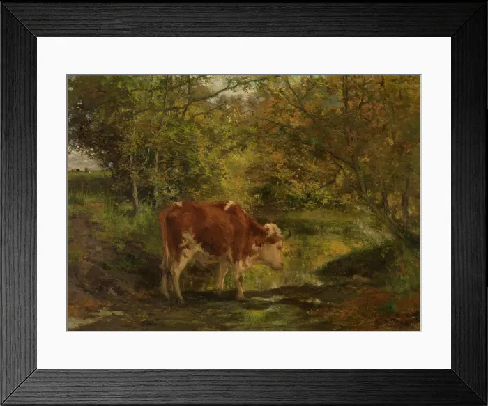 Framed Print : Cow at the Ditch, 1864. Creator: Hippolyte Boulenger Framed Print : Cow at the Ditch, 1864. Creator: Hippolyte Boulenger