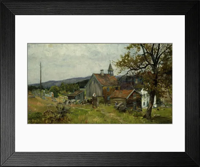 Framed Print : Farm, Vik at Stange, 1884. Creator: Gerhard Munthe Framed Print : Farm, Vik at Stange, 1884. Creator: Gerhard Munthe