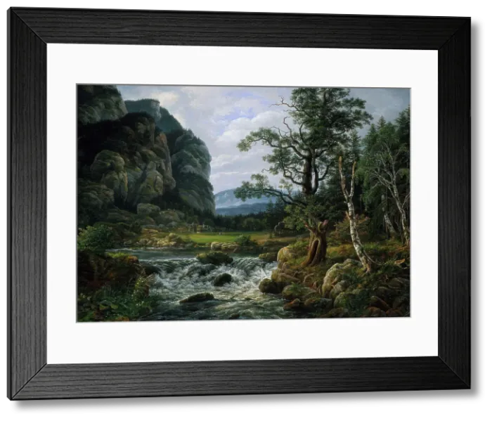 Framed Print : Nordic Landscape with a River, 1819. Creator: Johan Christian Dahl Framed Print : Nordic Landscape with a River, 1819. Creator: Johan Christian Dahl