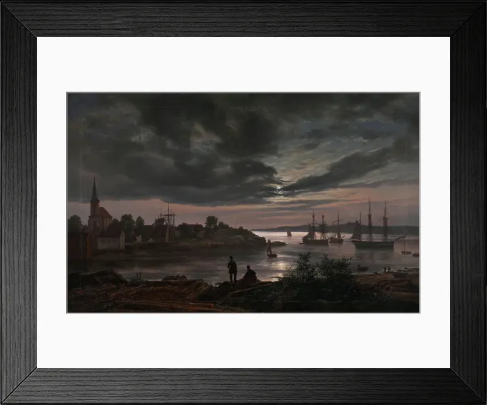 Framed Print : Larvik by Moonlight, 1839. Creator: Johan Christian Dahl Framed Print : Larvik by Moonlight, 1839. Creator: Johan Christian Dahl