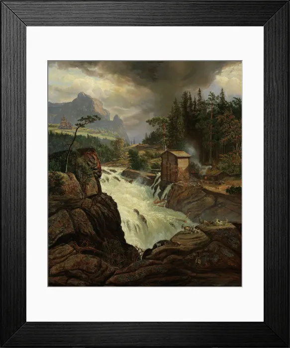 Framed Print : The upper Falls of the Labrofoss, 1855-1856. Creator: Johan Christian Dahl Framed Print : The upper Falls of the Labrofoss, 1855-1856. Creator: Johan Christian Dahl