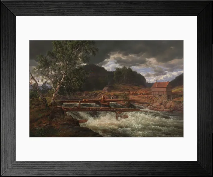 Framed Print : Hellefossen near Hokksund, 1838. Creator: Johan Christian Dahl Framed Print : Hellefossen near Hokksund, 1838. Creator: Johan Christian Dahl