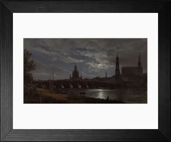 Framed Print : View of Dresden by Moonlight, 1838. Creator: Johan Christian Dahl Framed Print : View of Dresden by Moonlight, 1838. Creator: Johan Christian Dahl