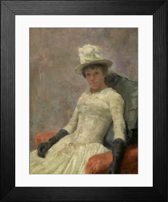 Framed Print : Stephanie in White, 1885. Creator: Guillaume Van Strydonck Framed Print : Stephanie in White, 1885. Creator: Guillaume Van Strydonck