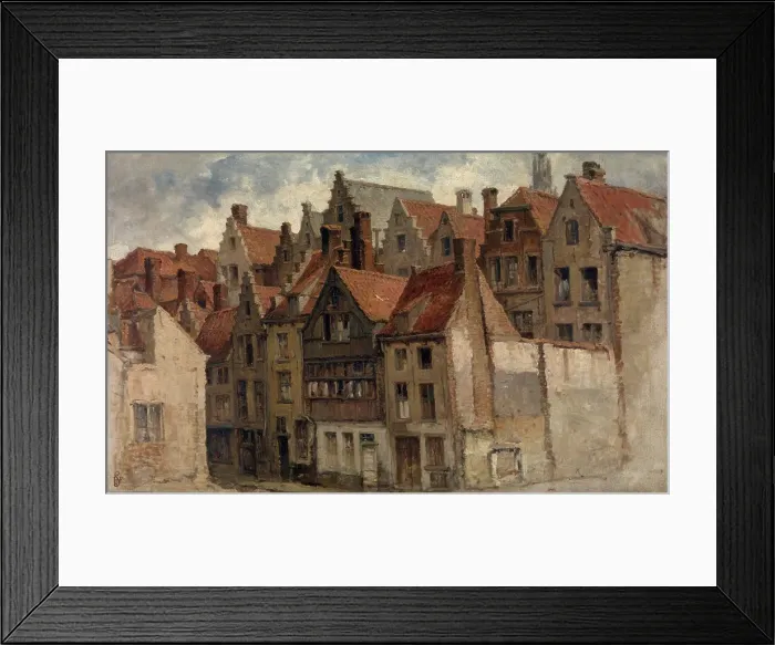 Framed Print : Old Houses, c1870s. Creator: Hendrik Frans Schaefels Framed Print : Old Houses, c1870s. Creator: Hendrik Frans Schaefels
