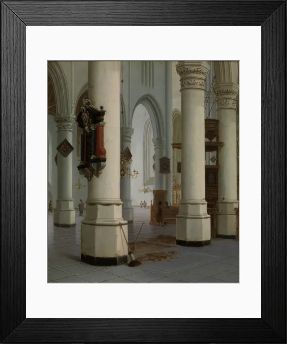 Framed Print : Interior of the Nieuwe Kerk, new Church, in Delft, c1640-1670. Creator: Hendrik Cornelisz. van Vliet