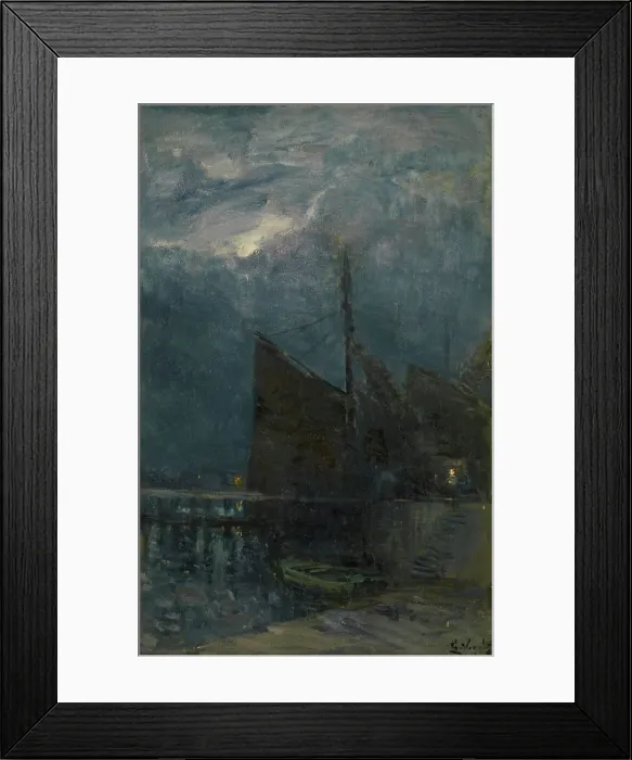 Framed Print : Entrance of a Harbour by Night, c1870-1890s. Creator: Guillaume Vogels Framed Print : Entrance of a Harbour by Night, c1870-1890s. Creator: Guillaume Vogels