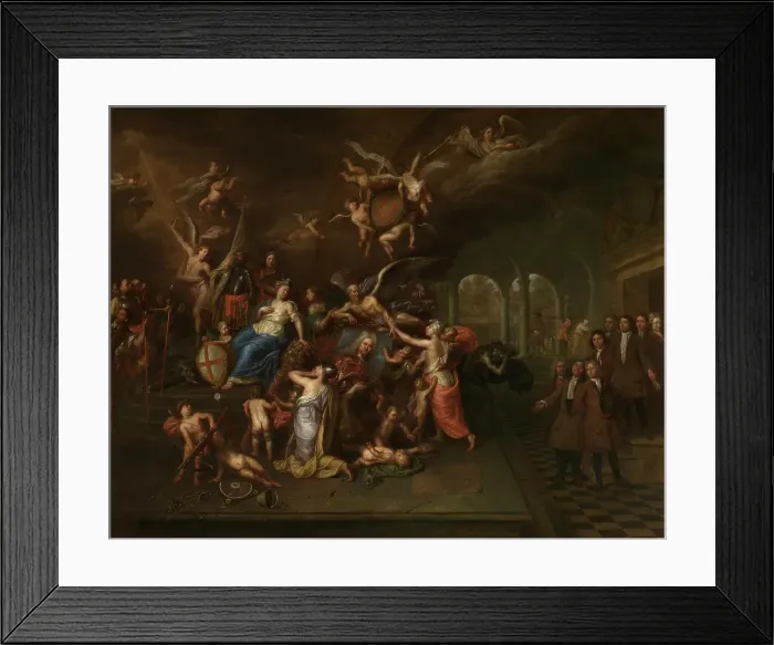 Framed Print : The Guild of the Young Albarest Venerates the Portrait of the Dean Karel de Cordes, 1713. Creator: Hendrick Govaerts Framed Print : The Guild of the Young Albarest Venerates the Portrait of the Dean Karel de Cordes, 1713. Creator: Hendrick Govaerts
