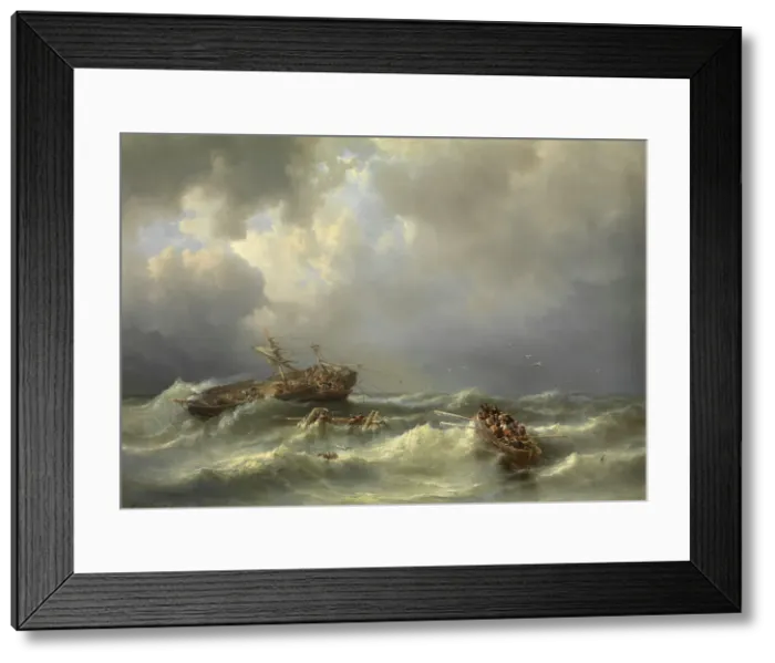 Framed Print : Shipwreck, 1857. Creator: Henri Adolphe Schaep Framed Print : Shipwreck, 1857. Creator: Henri Adolphe Schaep