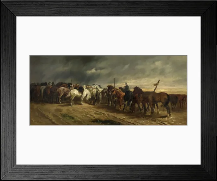 Framed Print : Horses, 1878. Creator: Gustave Colsoulle Framed Print : Horses, 1878. Creator: Gustave Colsoulle