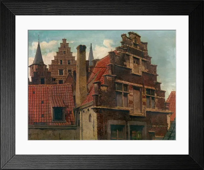 Framed Print : The Vleeshuis and Old Houses, c1870s. Creator: Hendrik Frans Schaefels Framed Print : The Vleeshuis and Old Houses, c1870s. Creator: Hendrik Frans Schaefels
